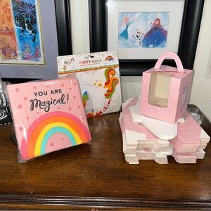 Rainbow/Unicorn Themed Party Set 40 Napkins, 40 Cupcake Boxes, 1 Garland 1-218